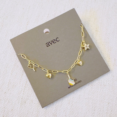 Pickleball Play Charm Necklace – Gold Chain with Playful