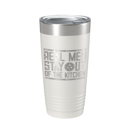 Pickleball Tumbler Real Men Stay Out Of The Kitchen Travel Mug Insulated Laser Engraved Coffee Cup Funny Pickle Ball Gift 20 oz-1