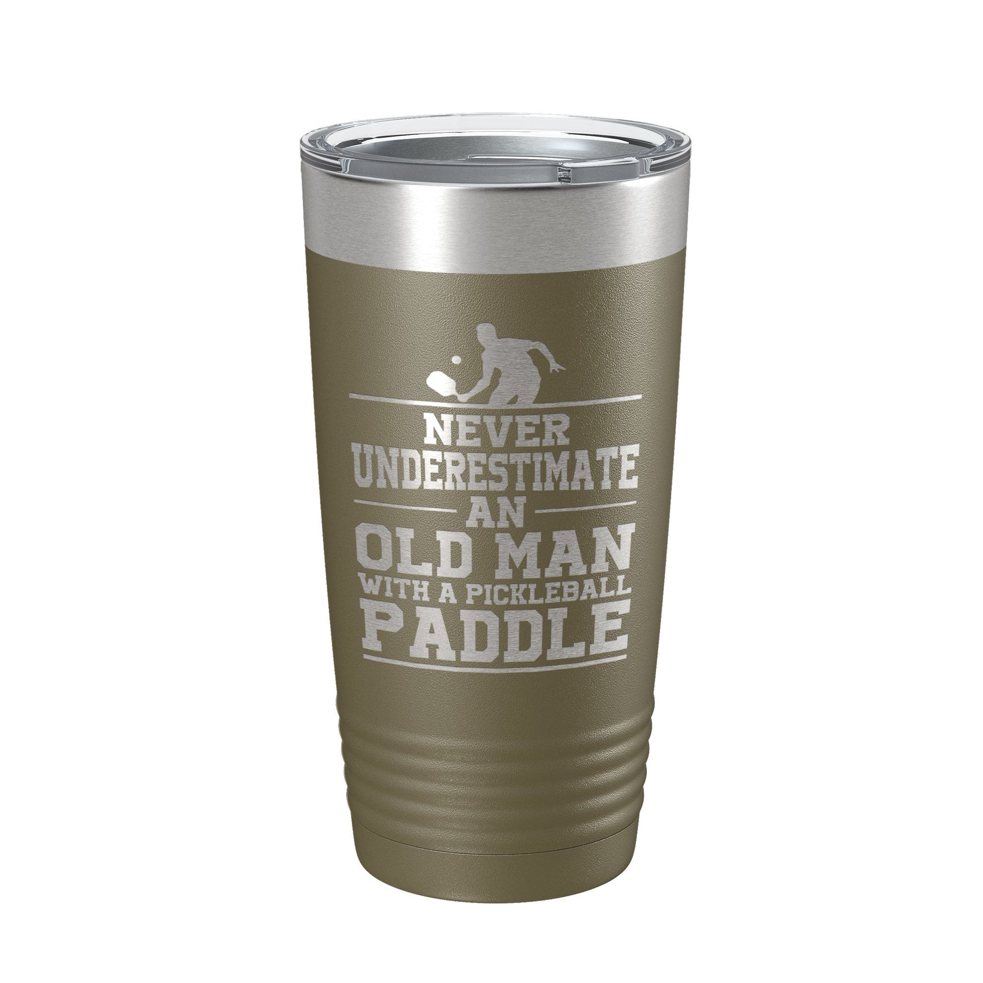 Funny Pickleball Tumbler Never Underestimate An Old Man With A Pickle Ball Paddle Travel Mug Insulated Laser Engraved Coffee Cup Gift 20 oz-21