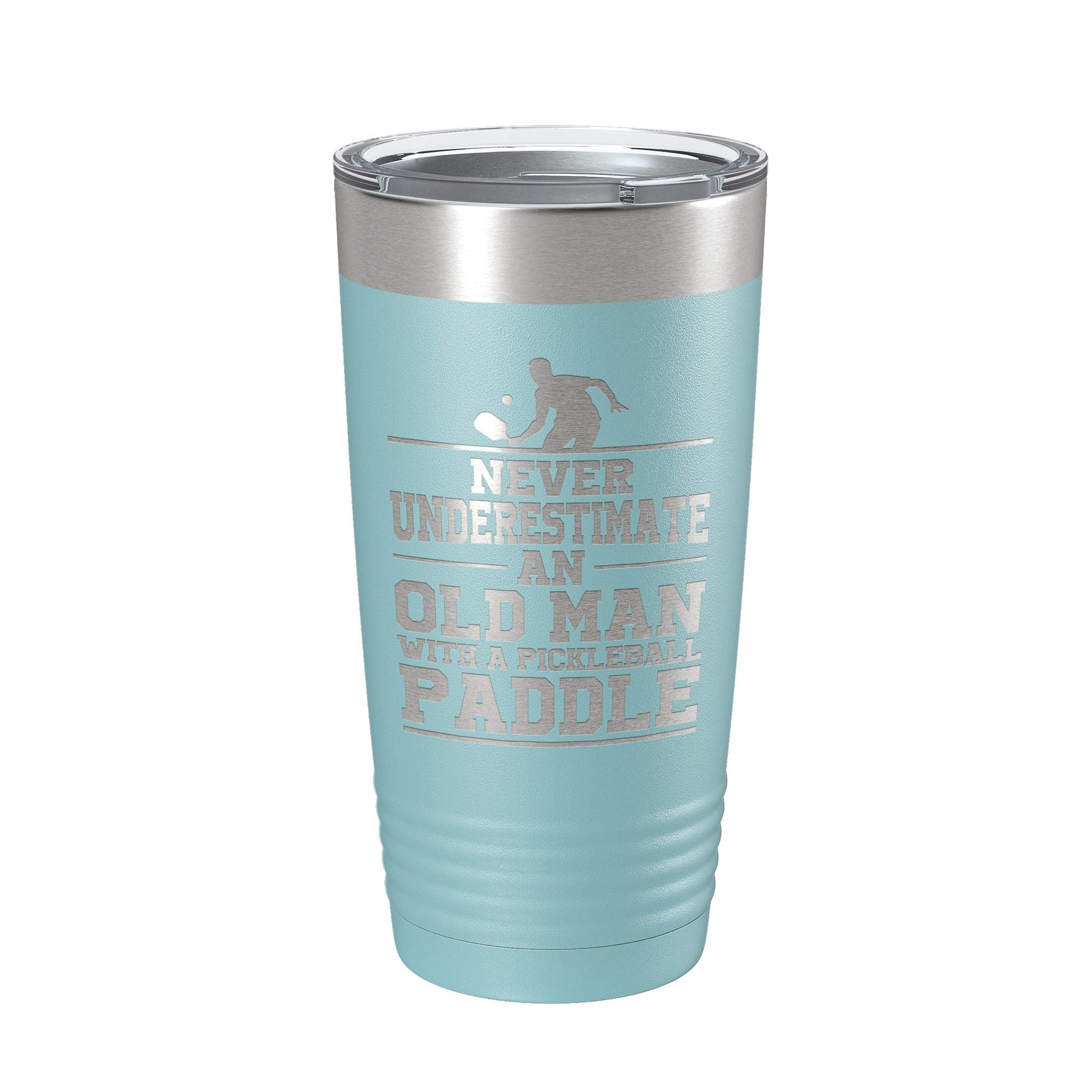 Funny Pickleball Tumbler Never Underestimate An Old Man With A Pickle Ball Paddle Travel Mug Insulated Laser Engraved Coffee Cup Gift 20 oz-13