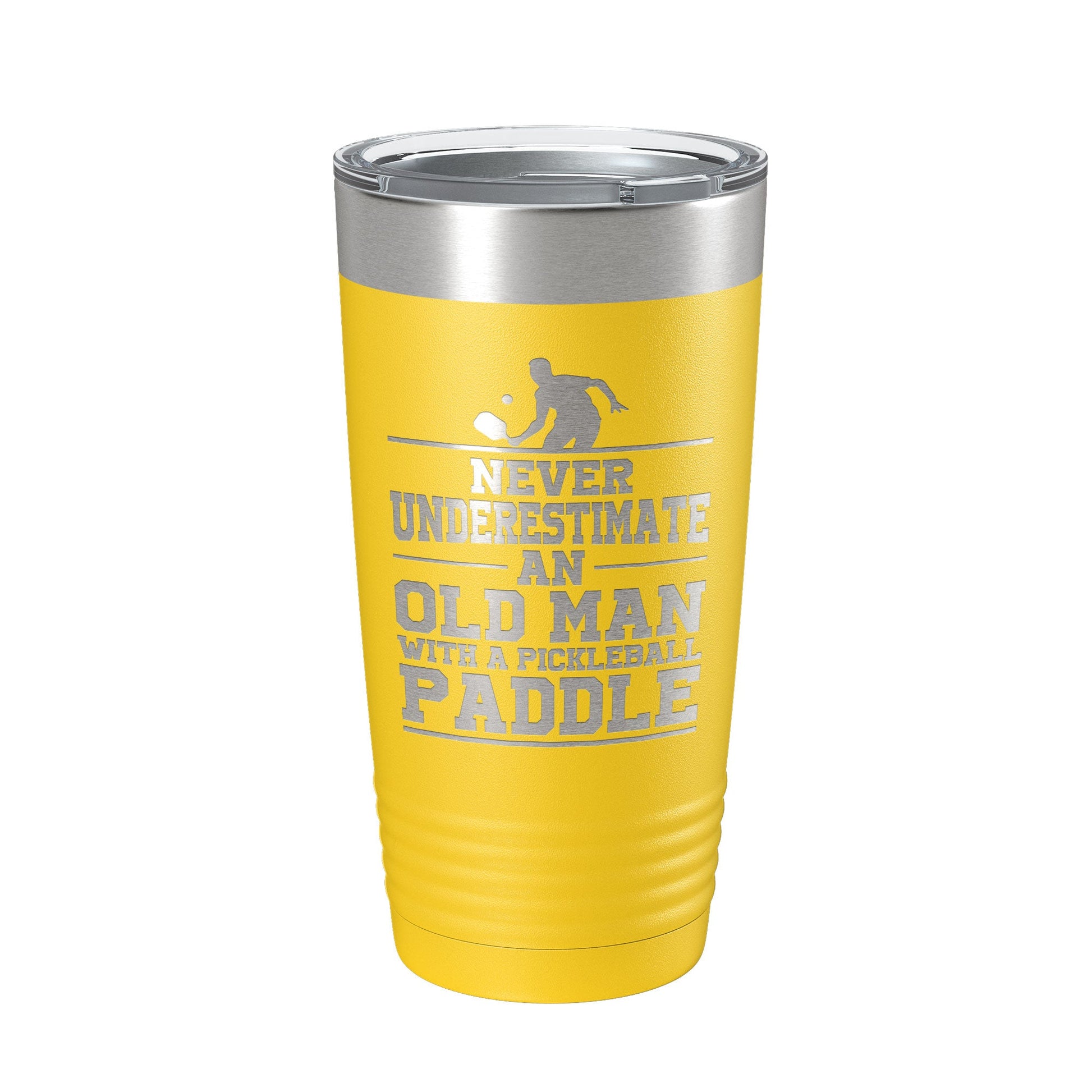 Funny Pickleball Tumbler Never Underestimate An Old Man With A Pickle Ball Paddle Travel Mug Insulated Laser Engraved Coffee Cup Gift 20 oz-19