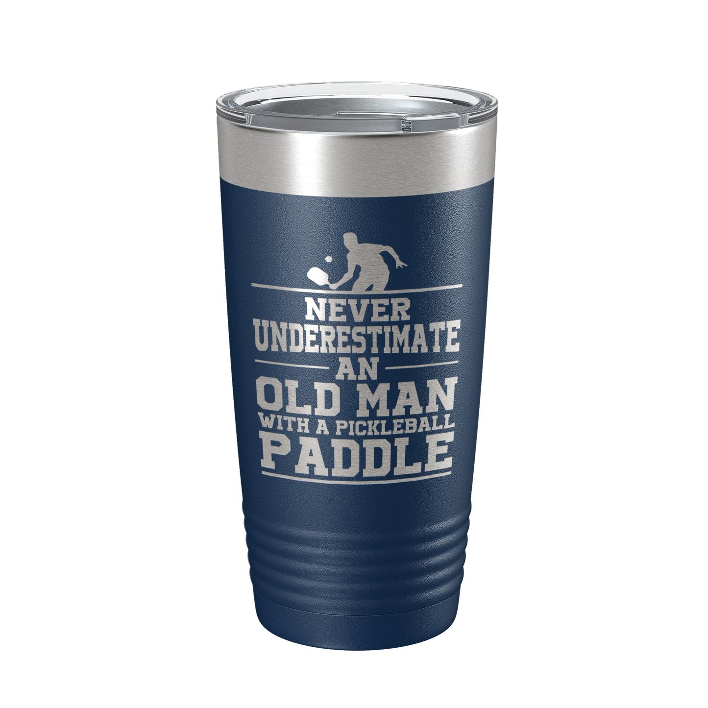 Funny Pickleball Tumbler Never Underestimate An Old Man With A Pickle Ball Paddle Travel Mug Insulated Laser Engraved Coffee Cup Gift 20 oz-2