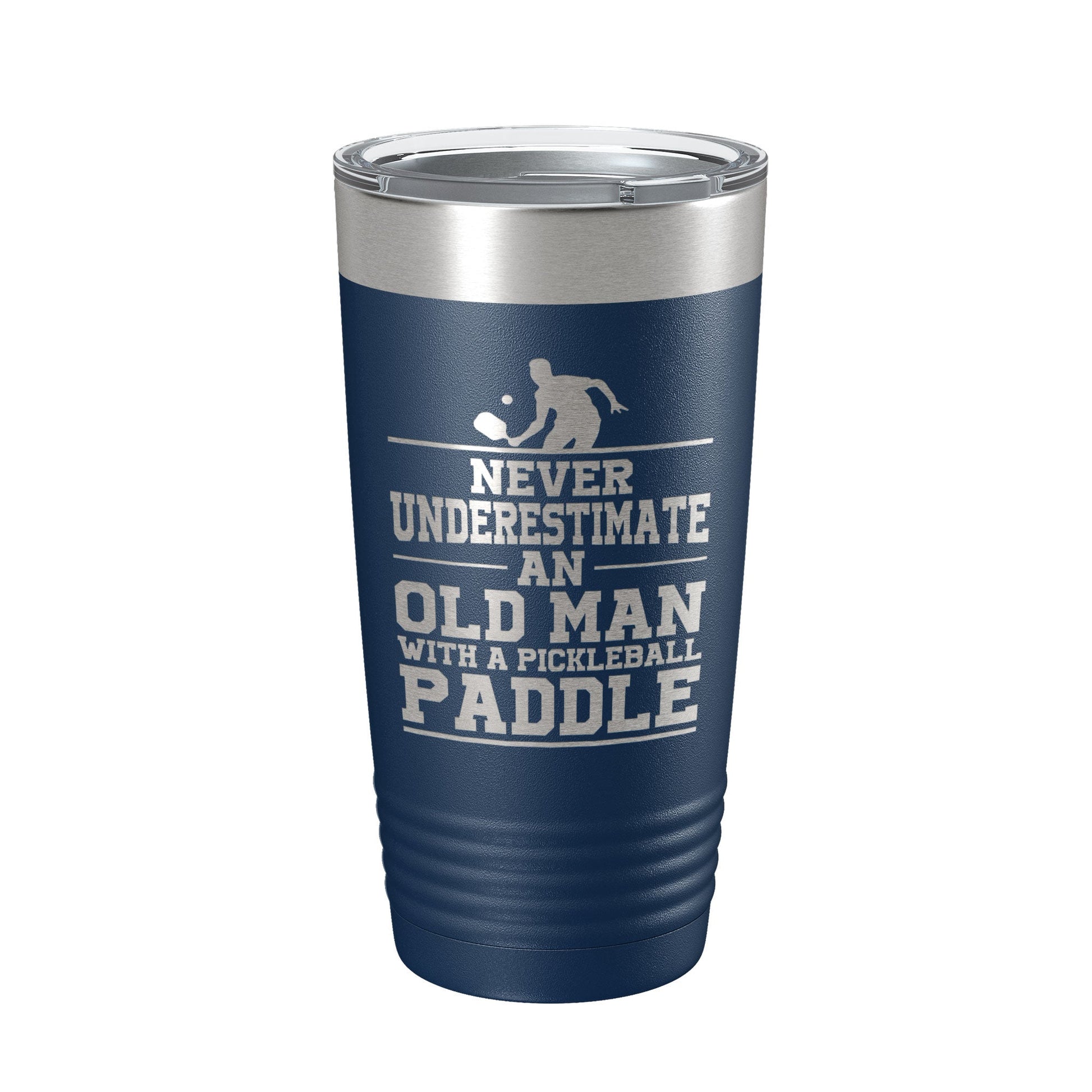 Funny Pickleball Tumbler Never Underestimate An Old Man With A Pickle Ball Paddle Travel Mug Insulated Laser Engraved Coffee Cup Gift 20 oz-8