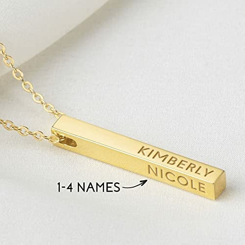 Personalized Mother Necklace, 4 Side Bar Necklace, Kids Names Necklace (Personalized Pickleball)