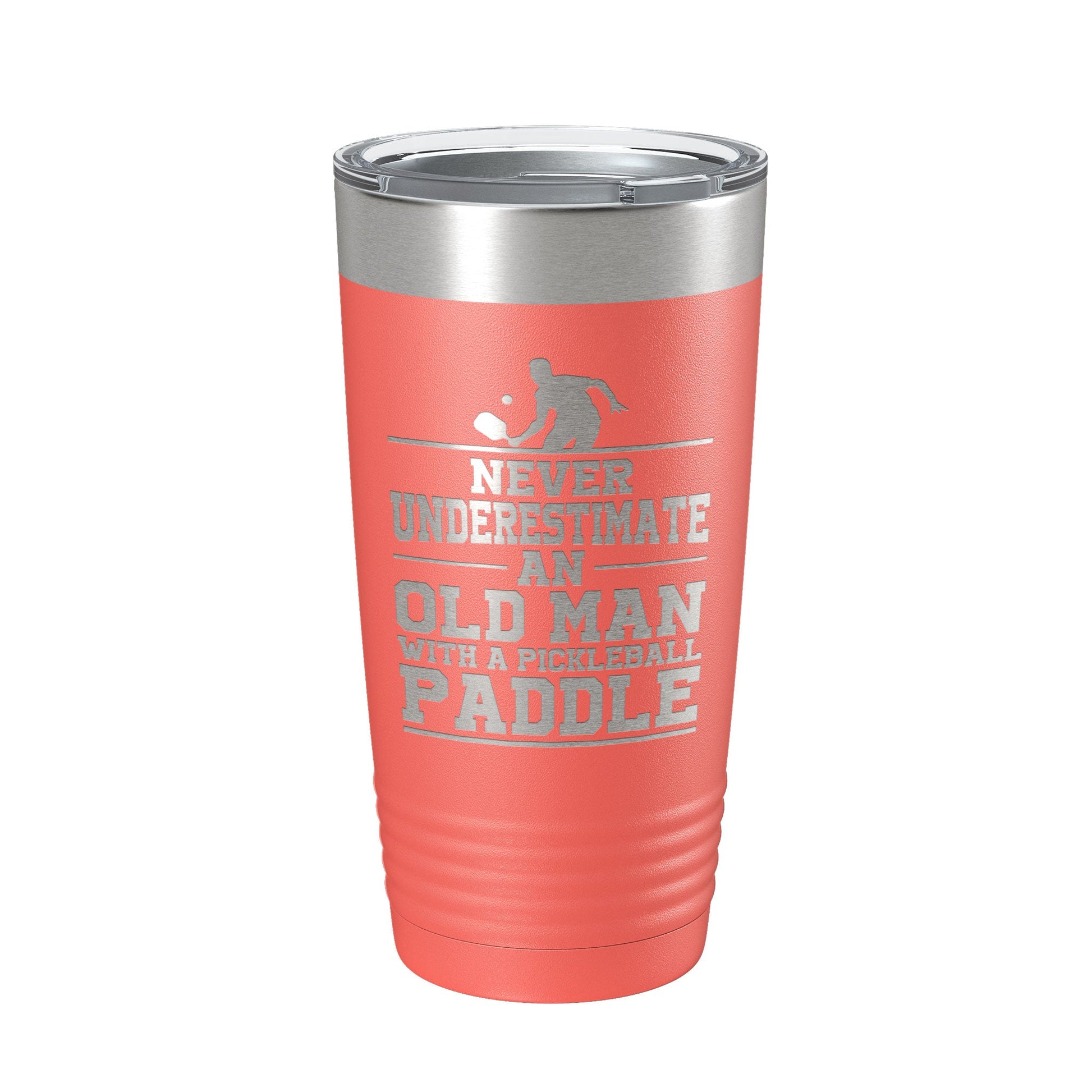 Funny Pickleball Tumbler Never Underestimate An Old Man With A Pickle Ball Paddle Travel Mug Insulated Laser Engraved Coffee Cup Gift 20 oz-20