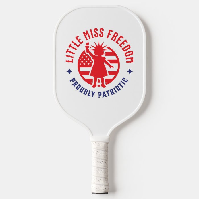 Little Miss Freedom Proudly Patriotic Pickleball Paddle-0