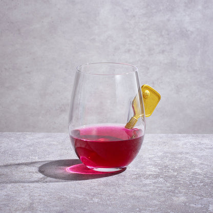 Pickleball Stemless Wine Glasses | Single | Stuck In The Glass Pickle Ball Cocktail Glassware, Player Enthusiast Gift, Crystal Glassware - Gift Idea for Him, Her, Sport Lover, Housewarming (17.5 OZ)-1