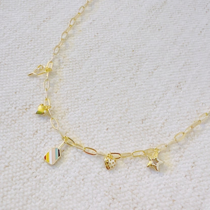 Pickleball Play Charm Necklace – Gold Chain with Playful
