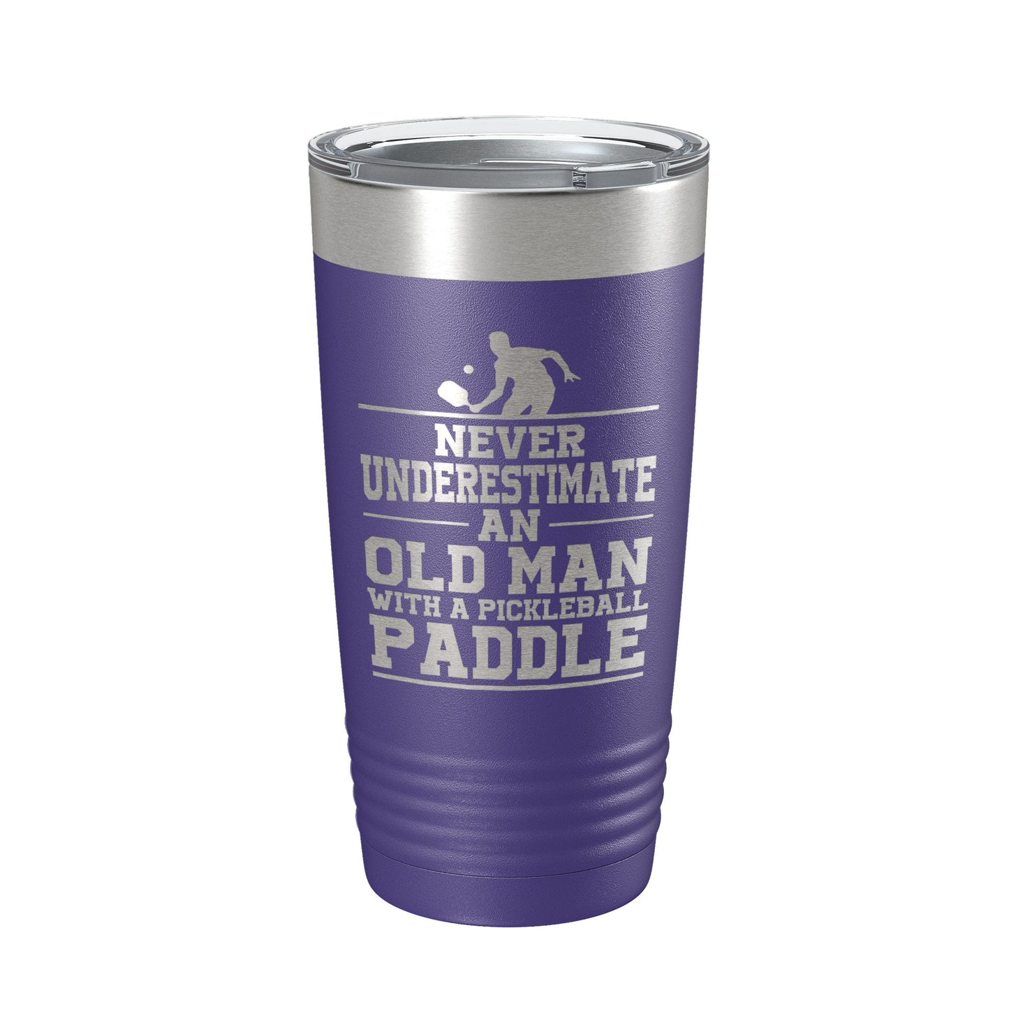 Funny Pickleball Tumbler Never Underestimate An Old Man With A Pickle Ball Paddle Travel Mug Insulated Laser Engraved Coffee Cup Gift 20 oz-15