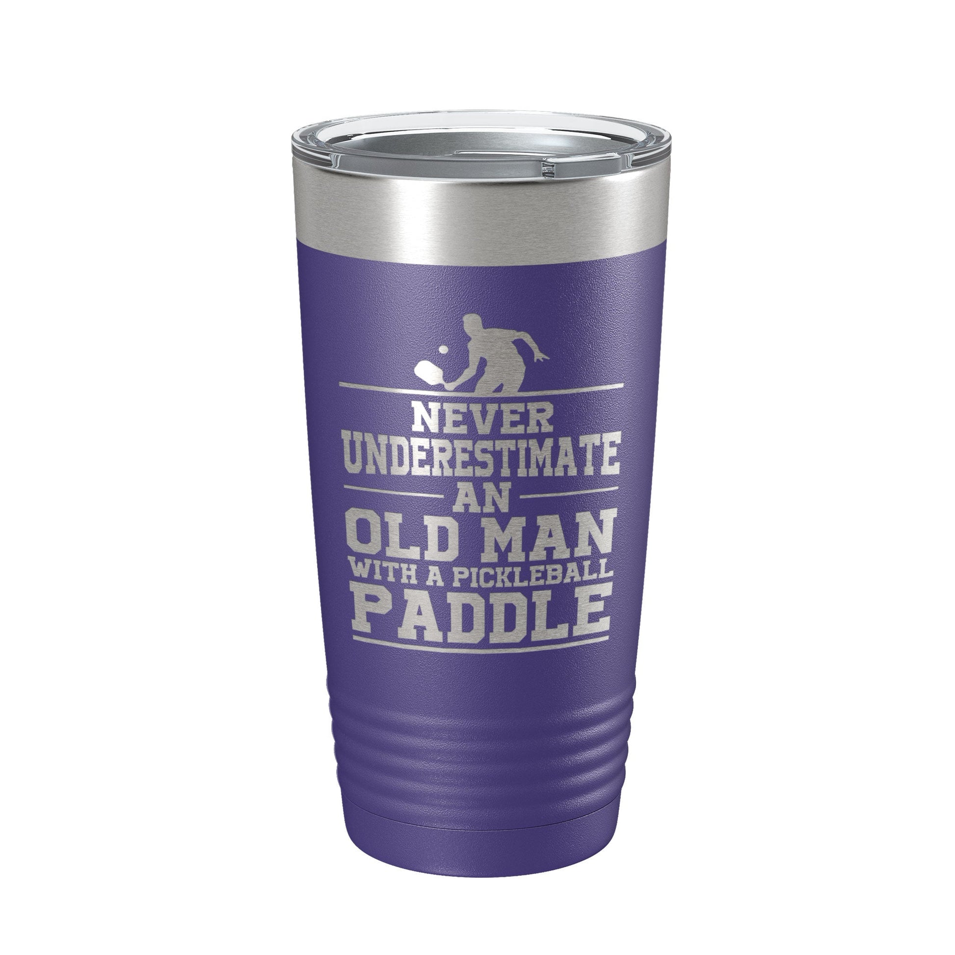 Funny Pickleball Tumbler Never Underestimate An Old Man With A Pickle Ball Paddle Travel Mug Insulated Laser Engraved Coffee Cup Gift 20 oz-15