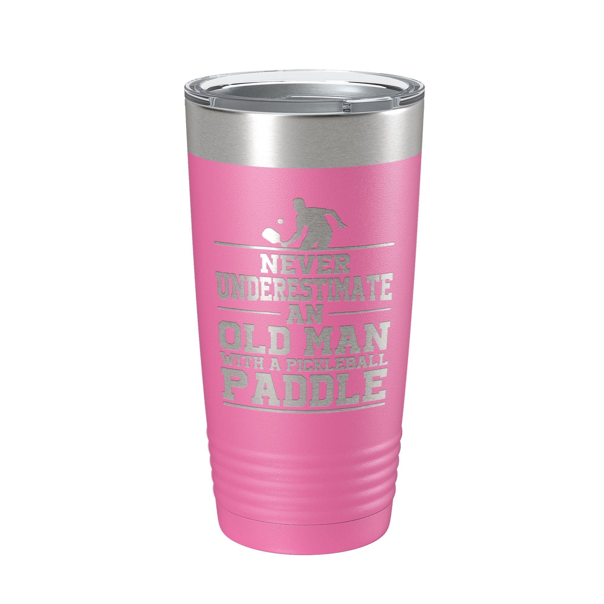 Funny Pickleball Tumbler Never Underestimate An Old Man With A Pickle Ball Paddle Travel Mug Insulated Laser Engraved Coffee Cup Gift 20 oz-11