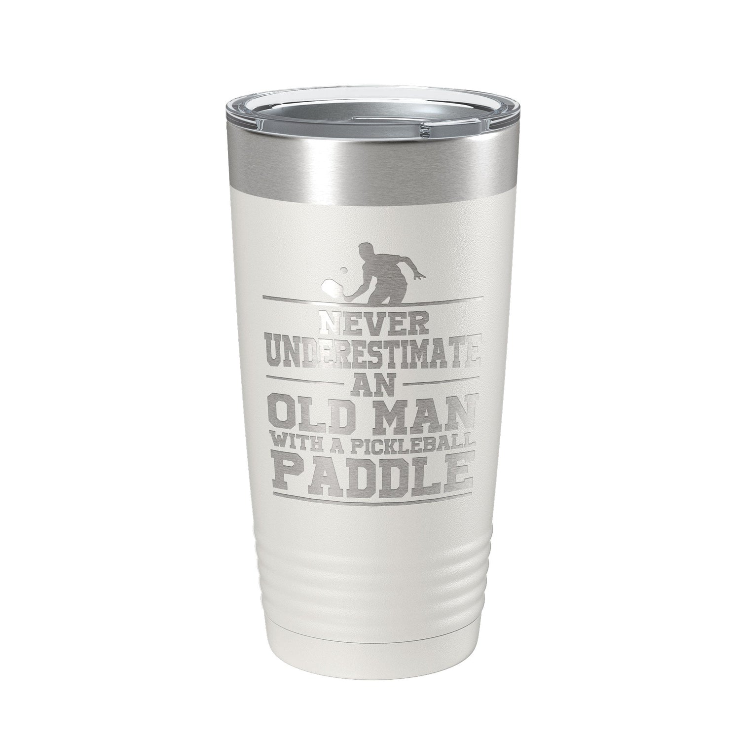 Funny Pickleball Tumbler Never Underestimate An Old Man With A Pickle Ball Paddle Travel Mug Insulated Laser Engraved Coffee Cup Gift 20 oz-7