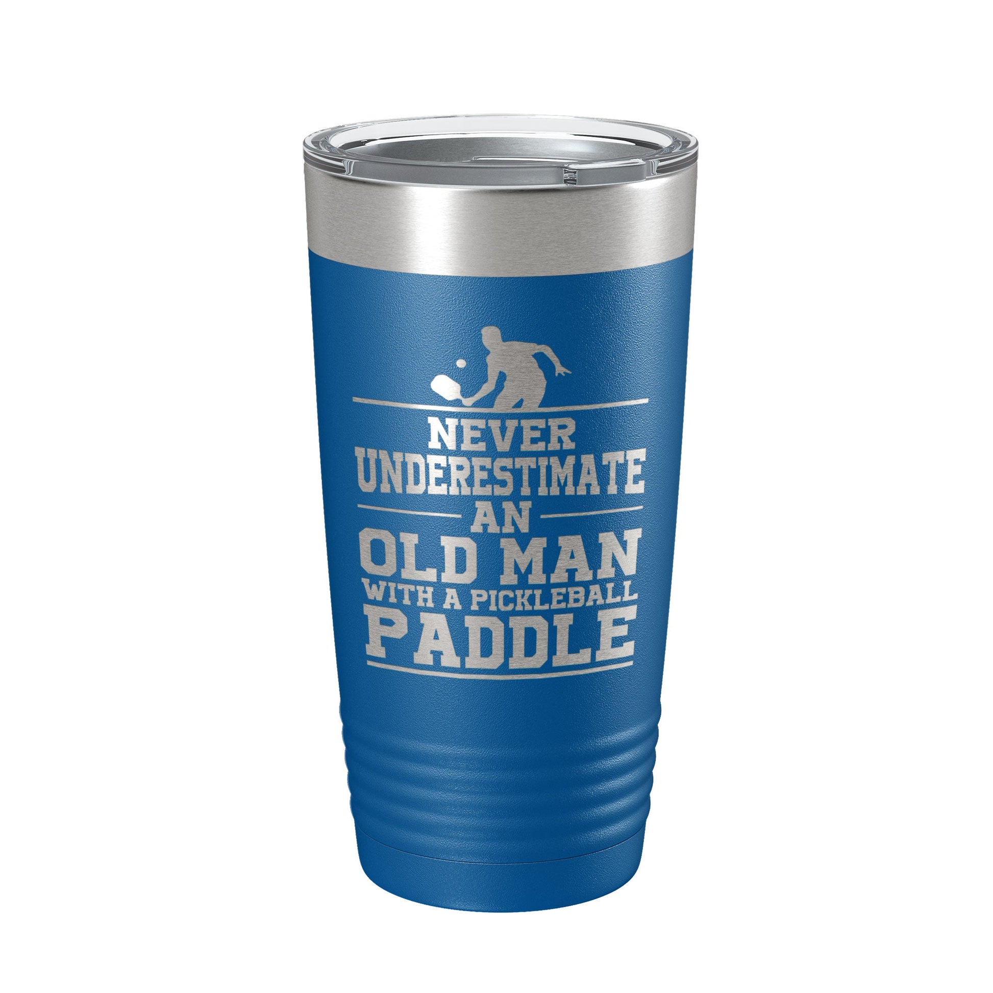 Funny Pickleball Tumbler Never Underestimate An Old Man With A Pickle Ball Paddle Travel Mug Insulated Laser Engraved Coffee Cup Gift 20 oz-6